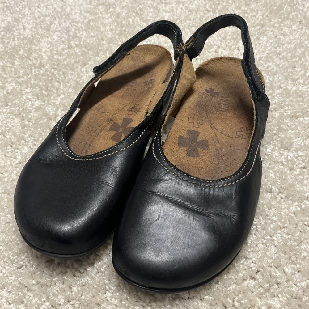Dr. Andrew Weil Lucia Leather Slingback Shoes, Black , Womens Size 40 (US 9)